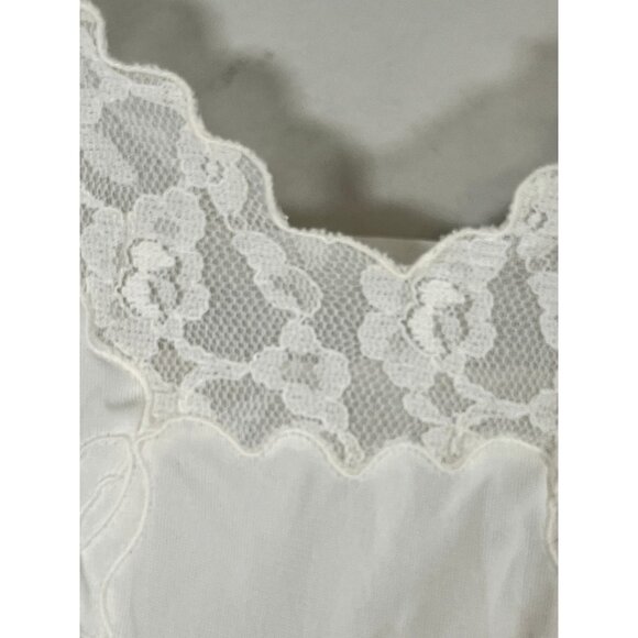 Vintage Floral Lace Lingerie Cream S Feminine Sexy Mod Pin Up Retro Slip 60s - Picture 3 of 12
